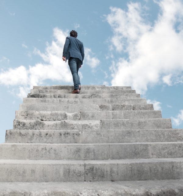 man facing to a challenge